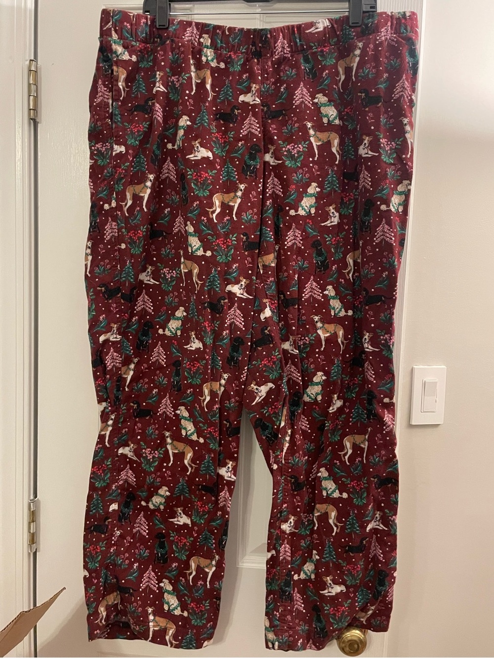 Lands’ End Burgundy Holiday Hounds Pajama Pants Size 1X